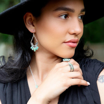 Triple Play Blue Turquoise and Sterling Silver Stack Ring Barse Jewelry