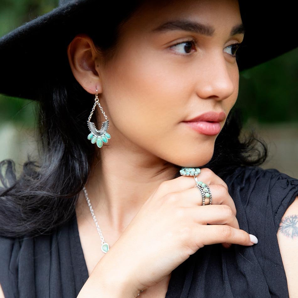 Triple Play Blue Turquoise and Sterling Silver Stack Ring Barse Jewelry