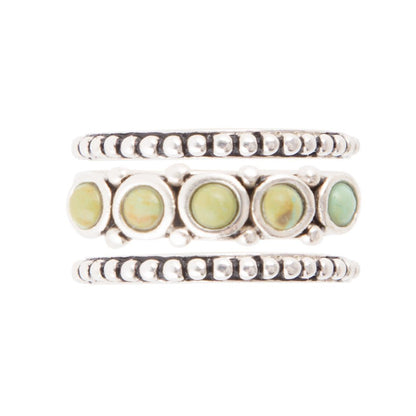 Triple Play Blue Turquoise and Sterling Silver Stack Ring Barse Jewelry