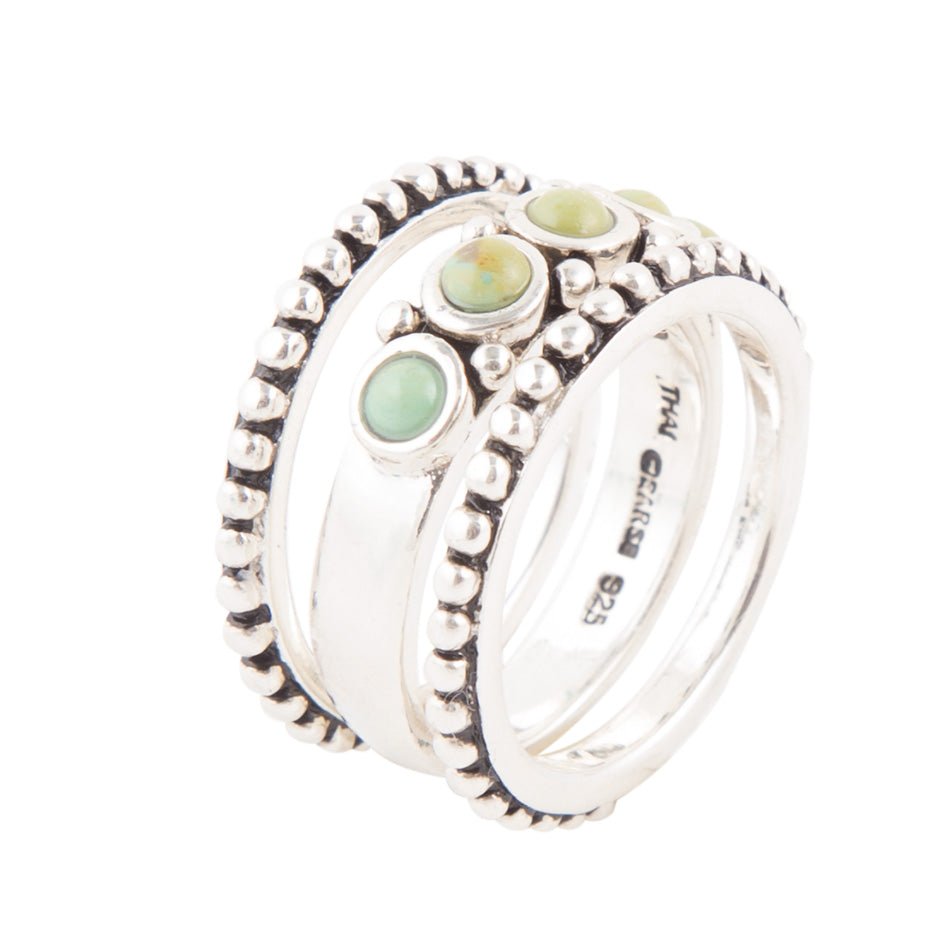 Triple Play Blue Turquoise and Sterling Silver Stack Ring Barse Jewelry