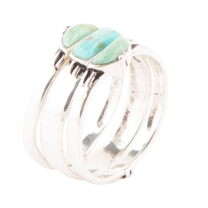 Triple Stack Shaped Turquoise and Sterling Silver Ring Set Barse Jewelry