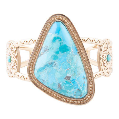 Tulum Blue Turquoise Golden Cuff Bracelet Barse Jewelry