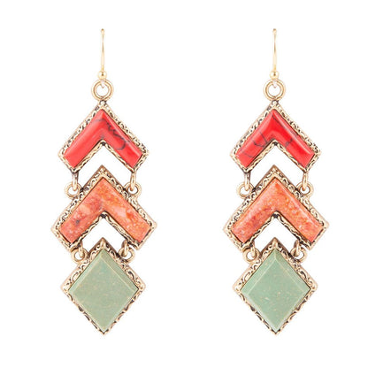 Turquoise and Coral Tapestry Drop Earrings Barse Jewelry