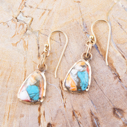 Turquoise and Spiny Oyster Matrix and Bronze Earrings Barse Jewelry