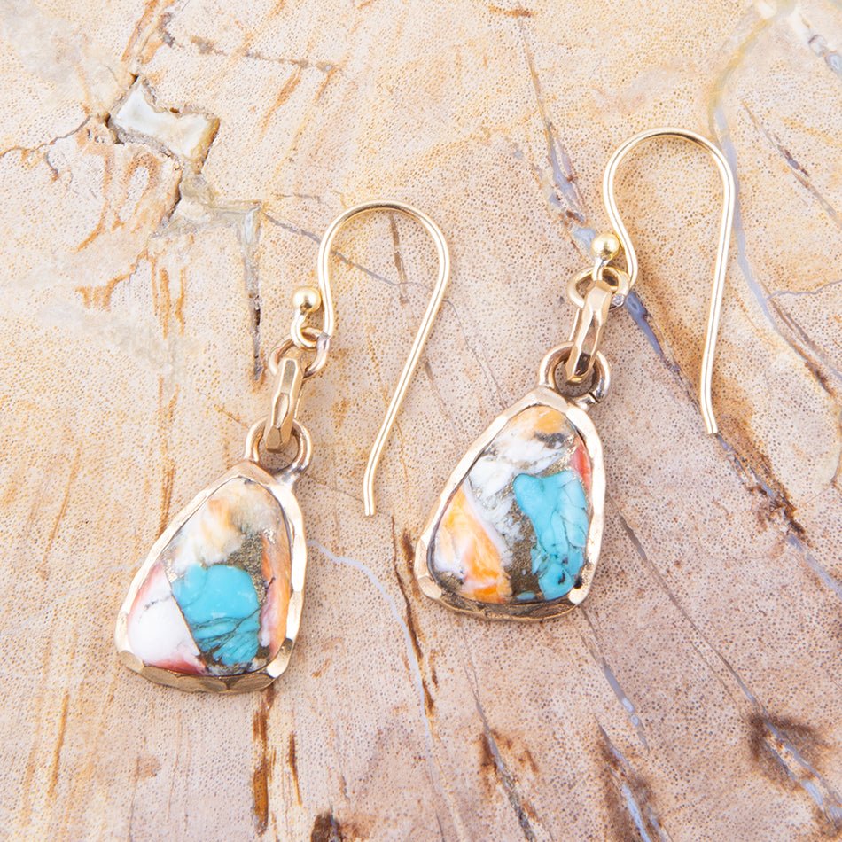 Turquoise and Spiny Oyster Matrix and Bronze Earrings Barse Jewelry