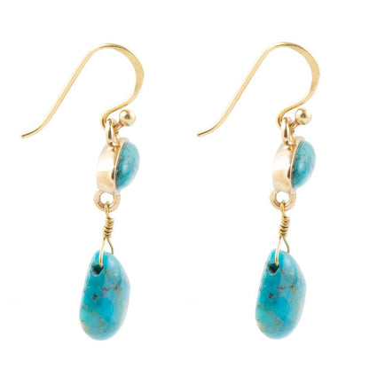 Turquoise Drop Bronze Earring Barse Jewelry