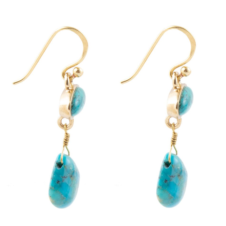 Turquoise Drop Bronze Earring Barse Jewelry