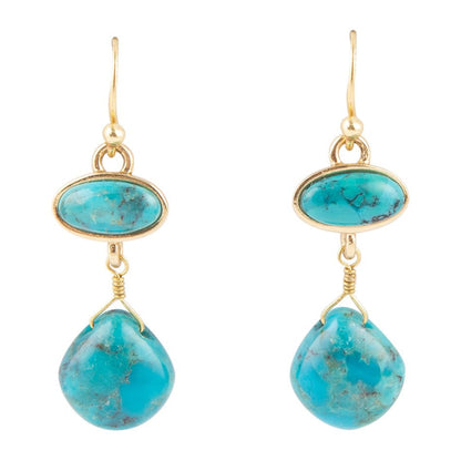 Turquoise Drop Bronze Earring Barse Jewelry
