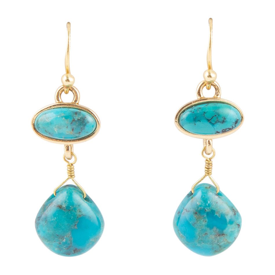 Turquoise Drop Bronze Earring Barse Jewelry