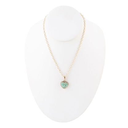 Turquoise Heart Pendant and Bronze Necklace Barse Jewelry