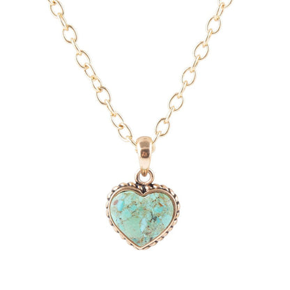 Turquoise Heart Pendant and Bronze Necklace Barse Jewelry