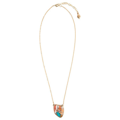 Blue Turquoise Matrix Golden Necklace Barse Jewelry