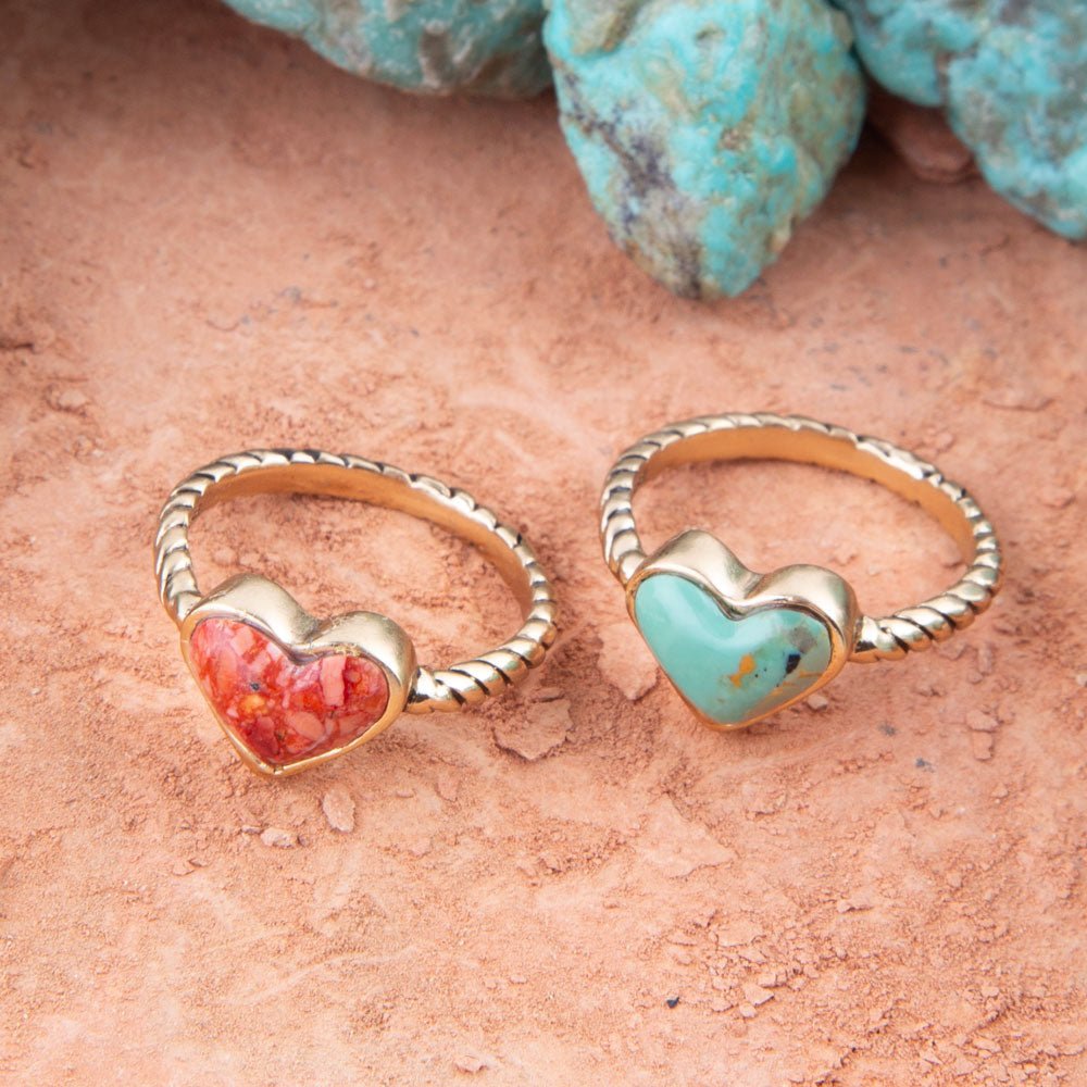 Rope My Heart Blue Turquoise and Golden Ring Barse Jewelry