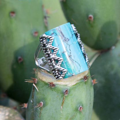 Blue Turquoise Sterling Silver Slice Statement Ring Barse Jewelry