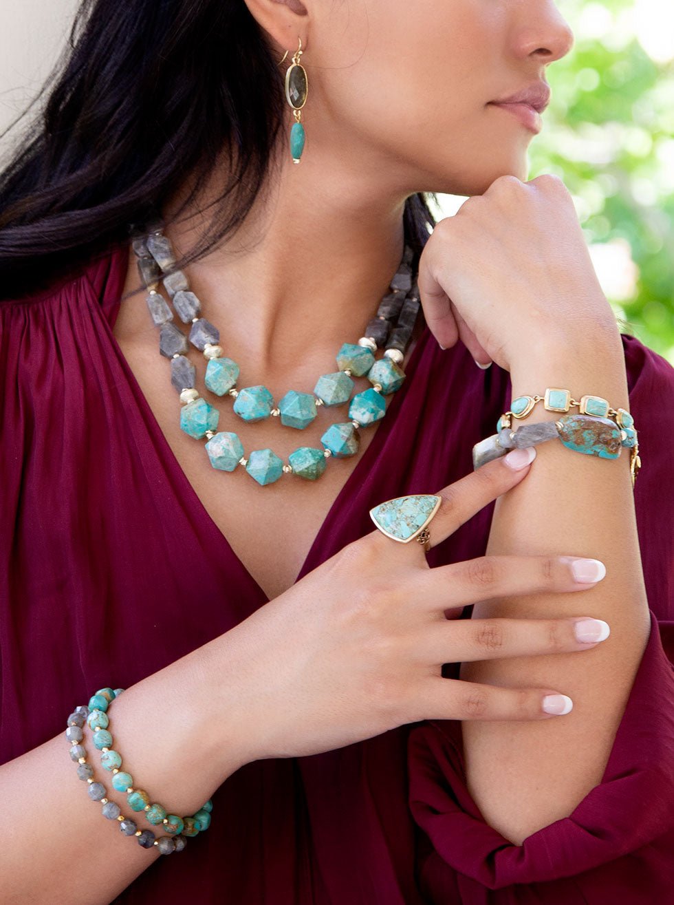 Turquoise Triangle Ring Barse Jewelry