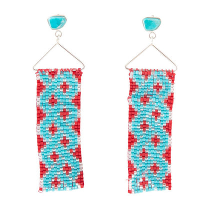 Turquoise Woven Seed Bead Earrings Barse Jewelry