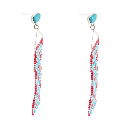 Turquoise Woven Seed Bead Earrings Barse Jewelry