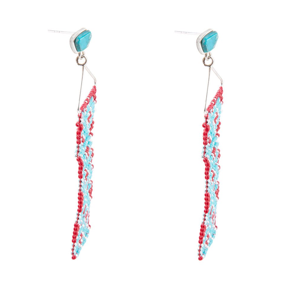 Turquoise Woven Seed Bead Earrings Barse Jewelry
