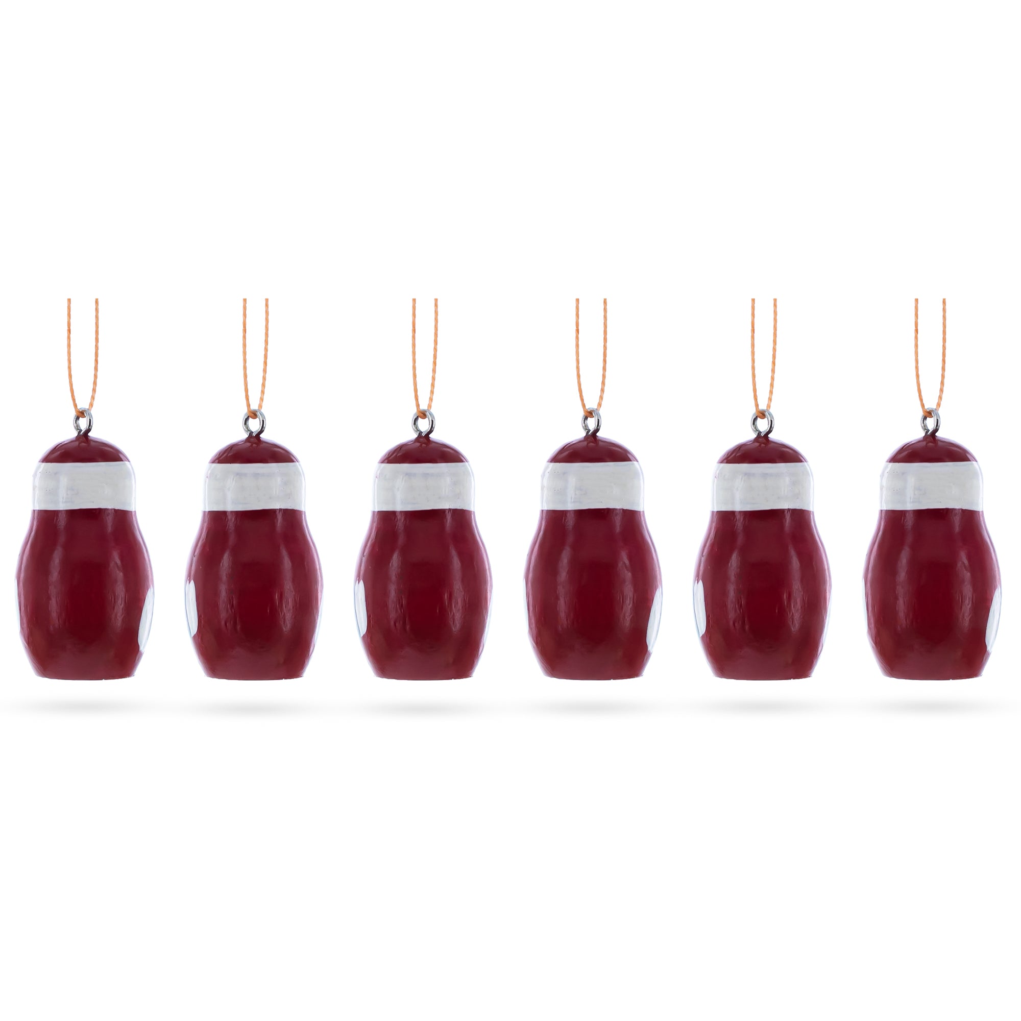 Set of 6 Santa Wooden Christmas Ornaments 1.5 Inches