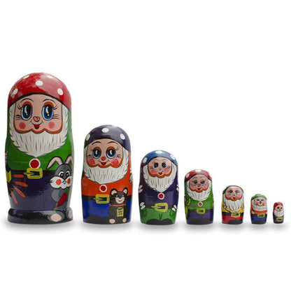 Set of 7 Gnomes Wooden Nesting Dolls 8 Inches