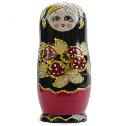 Set of 5 Strawberries Nesting Dolls Matryoshka 6.5 Inches