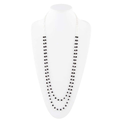 Two Row Onyx and Sterling Silver Necklace Barse Jewelry