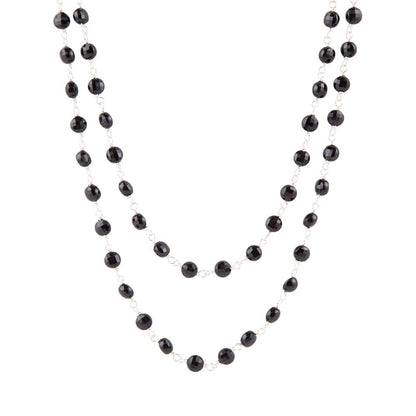 Two Row Onyx and Sterling Silver Necklace Barse Jewelry
