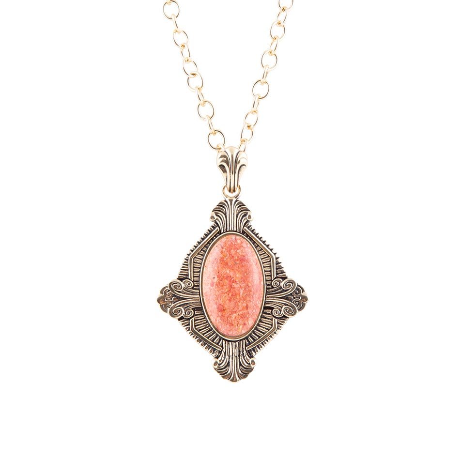 Valerie Orange Sponge Coral and Golden Pendant Necklace Barse Jewelry