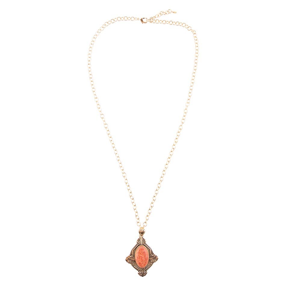 Valerie Orange Sponge Coral and Golden Pendant Necklace Barse Jewelry
