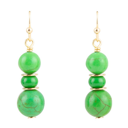 Vibrant Green Magnesite Golden Drop Earrings Barse Jewelry