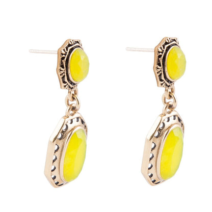 Vintage Style Chartreuse Quartz Earrings Barse Jewelry
