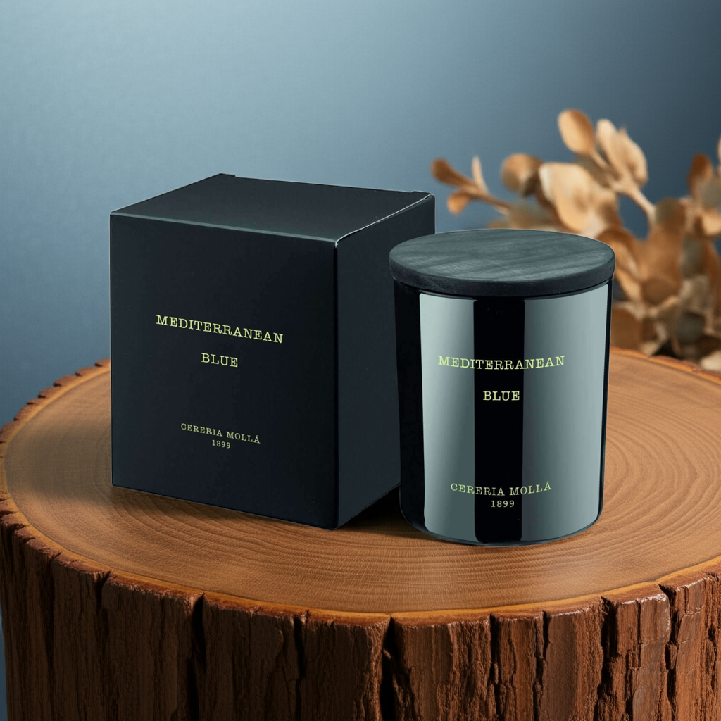 Cereria Molla - Mediterranean Blue Black Premium Candle - 8 oz / 230 g - Coastous
