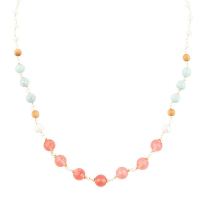 Watermelon Kiss Mint Jasper Golden Long Necklace Barse Jewelry