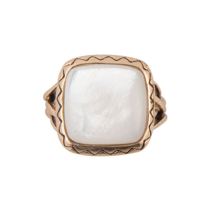 Wave of White Mother of Pearl Golden Ring Barse Jewelry