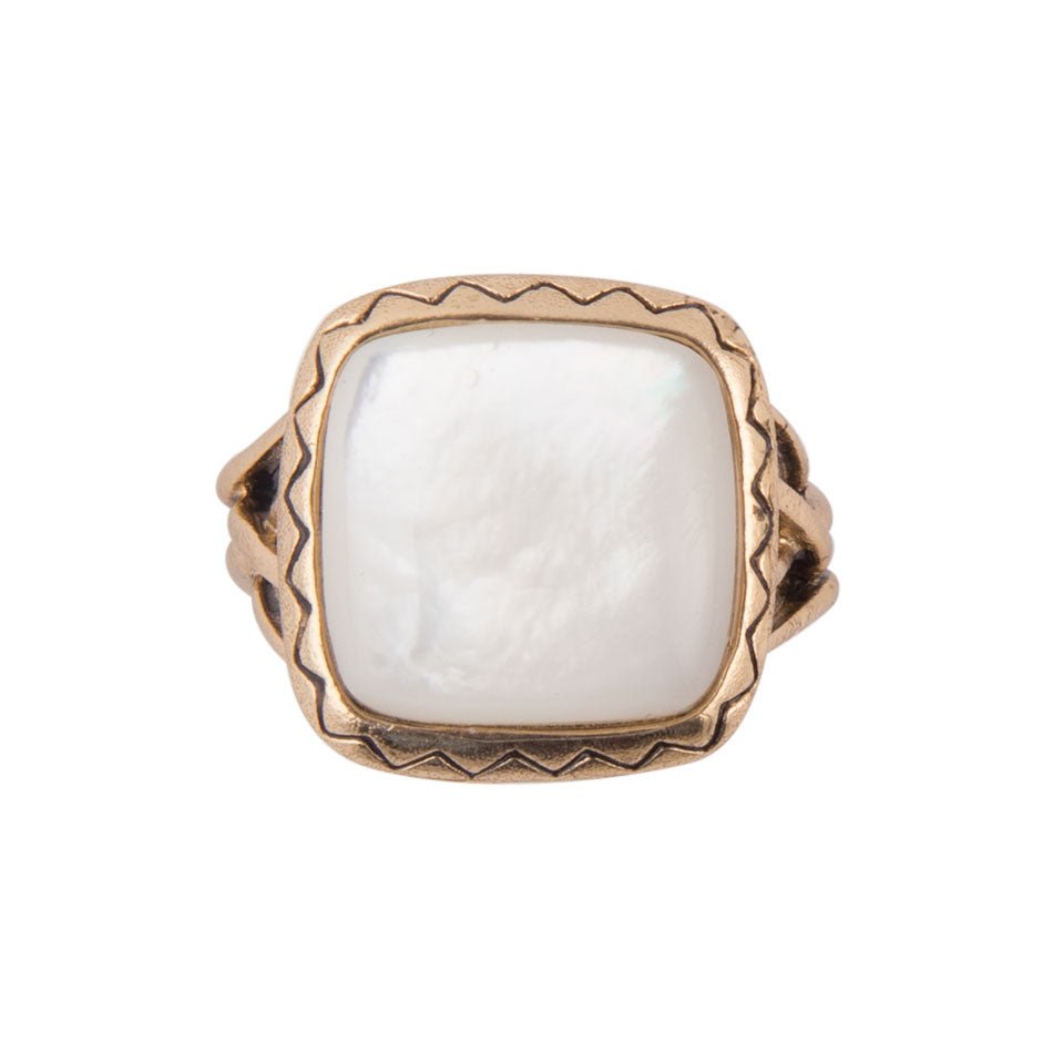 Wave of White Mother of Pearl Golden Ring Barse Jewelry