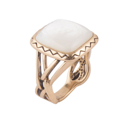 Wave of White Mother of Pearl Golden Ring Barse Jewelry