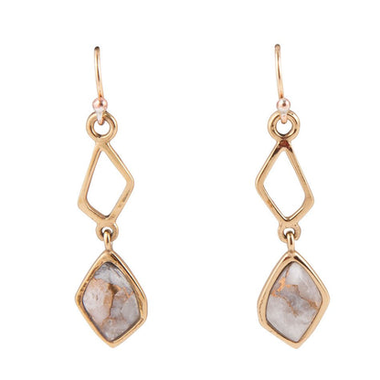 White Calcite Matrix and Bronze Drop Earrings Barse Jewelry