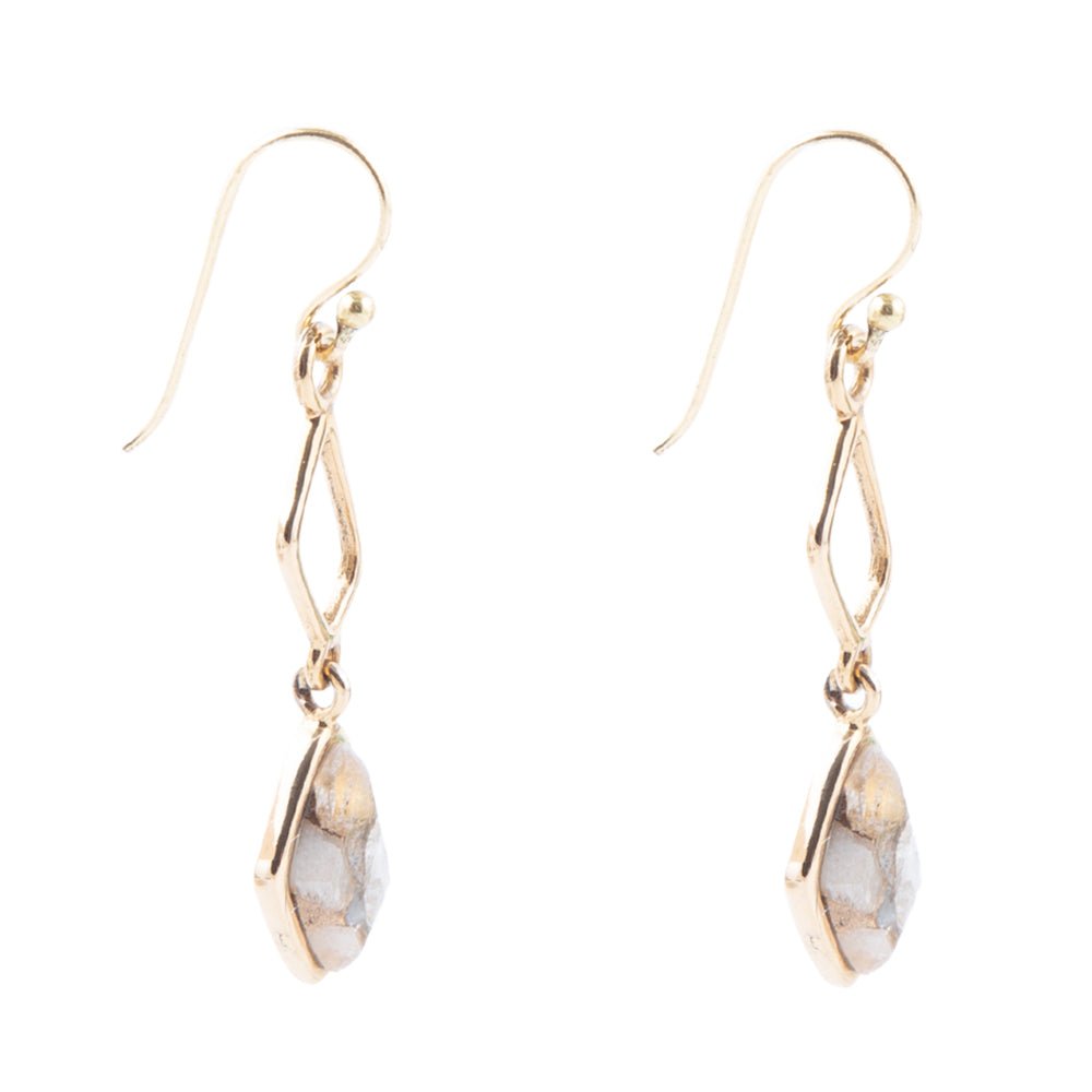 White Calcite Matrix and Bronze Drop Earrings Barse Jewelry
