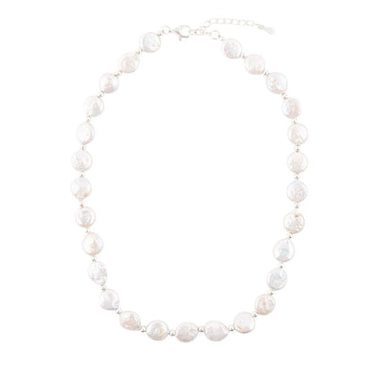 White Fresh Water Pearl Sterling Silver Necklace Barse Jewelry
