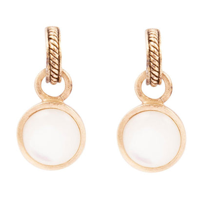 White Mother of Pearl Spotlight Golden Drop Earrings Barse Jewelry