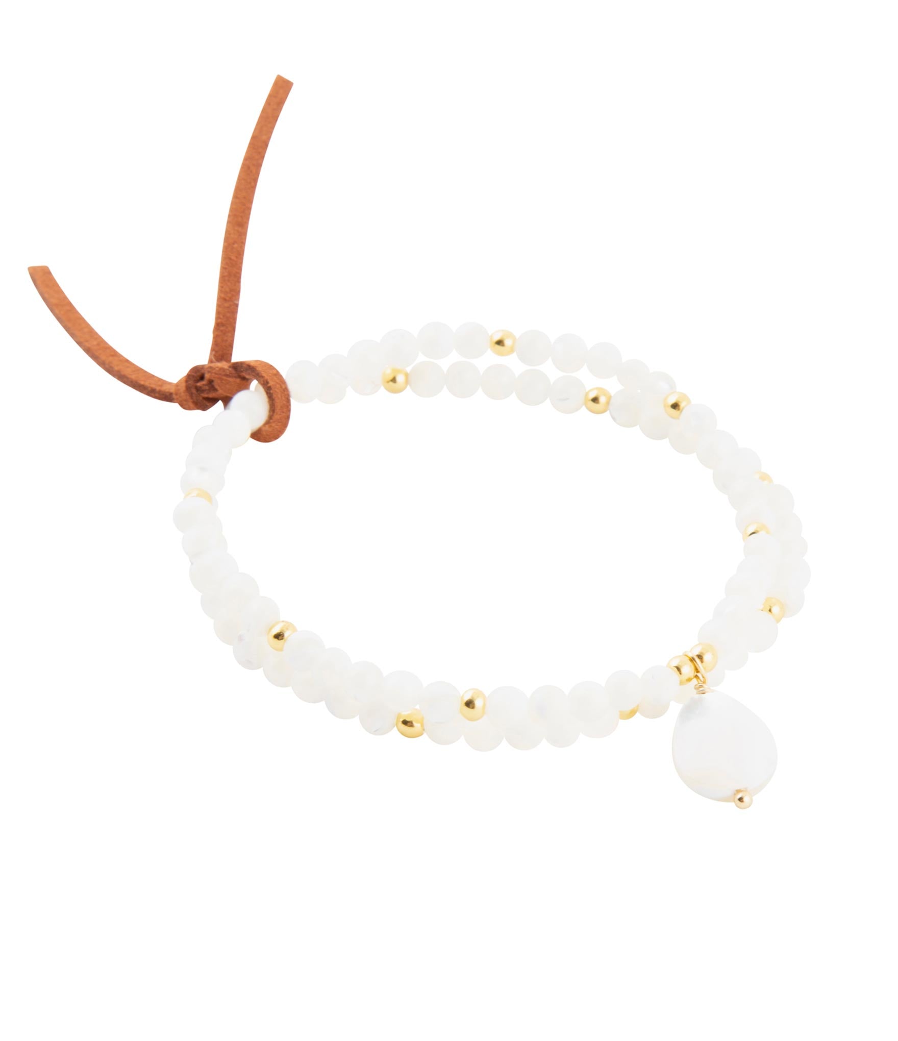 White Mother of Pearl Stretch Golden Bracelet Barse Jewelry