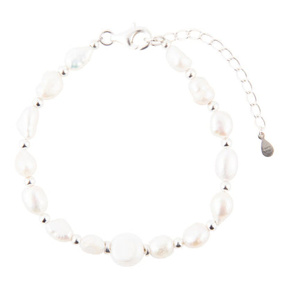 White Pearl Beaded Sterling Silver Bracelet Barse Jewelry