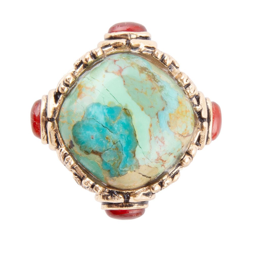 Wilder Blue Turquoise Golden Statement Ring Barse Jewelry
