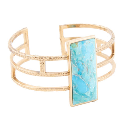 Willa Blue Turquoise Golden Cuff Bracelet Barse Jewelry