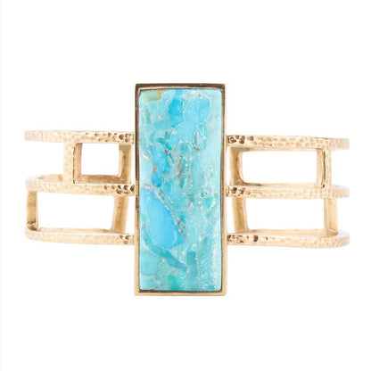 Willa Blue Turquoise Golden Cuff Bracelet Barse Jewelry