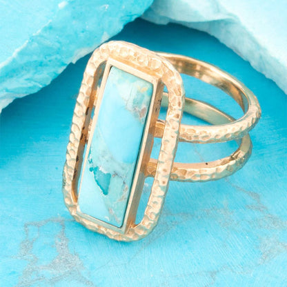 Willa Blue Turquoise Golden Statement Ring Barse Jewelry