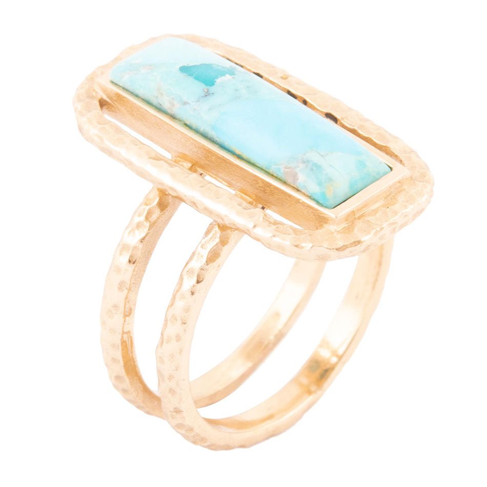 Willa Blue Turquoise Golden Statement Ring Barse Jewelry