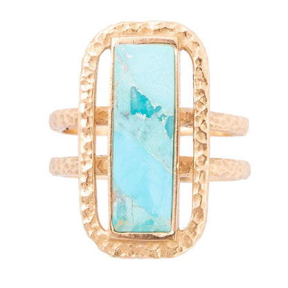 Willa Blue Turquoise Golden Statement Ring Barse Jewelry