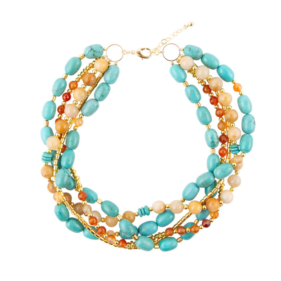 Windswept Multi-Layered Colorful Beaded Statement Necklace Barse Jewelry