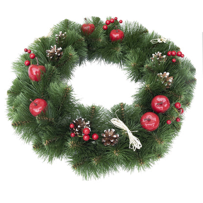 Ukrainian Christmas Wreath with Frosted Straw Bows, Apples & Pine Cones 20 Inches BestPysanky